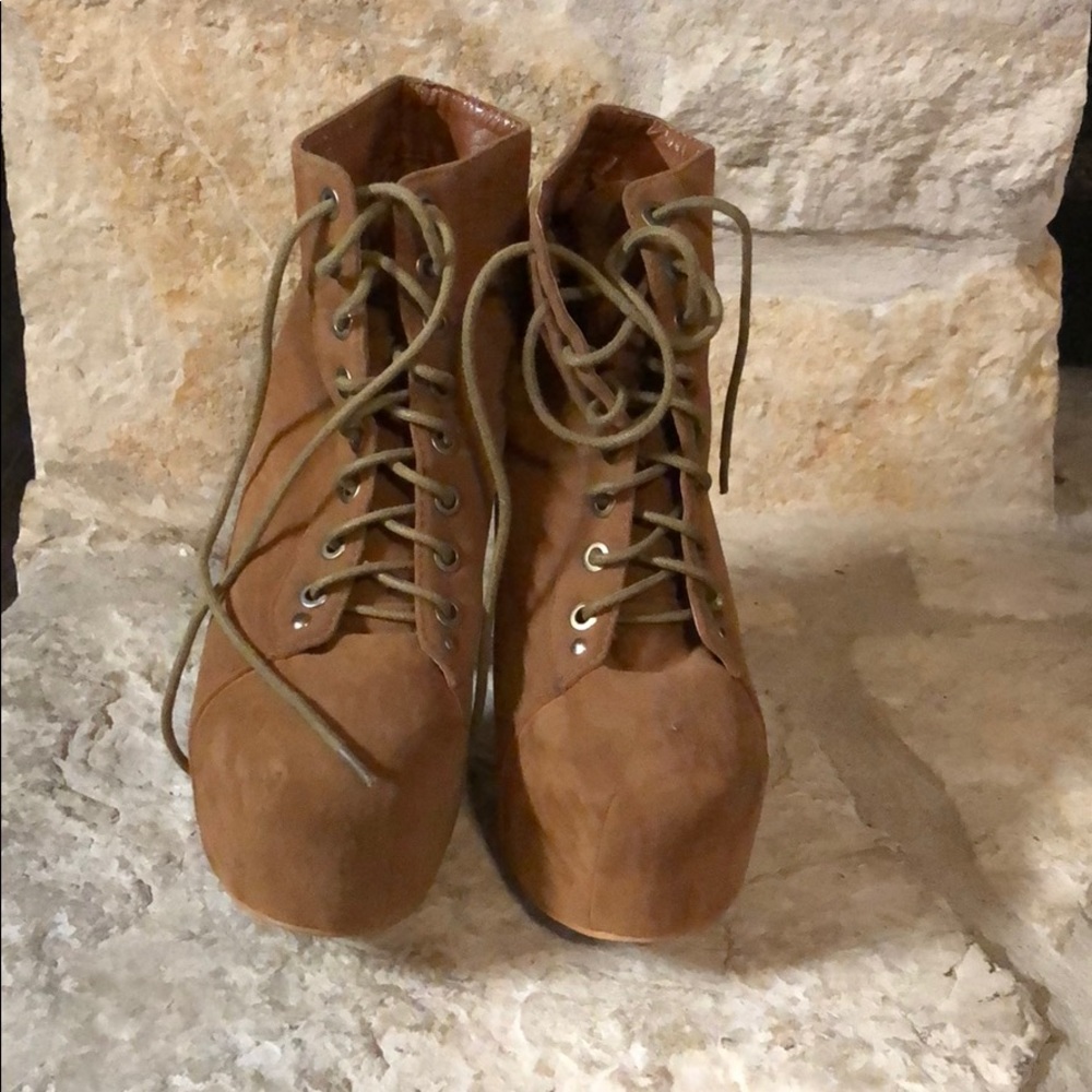 Light brown heeled booties